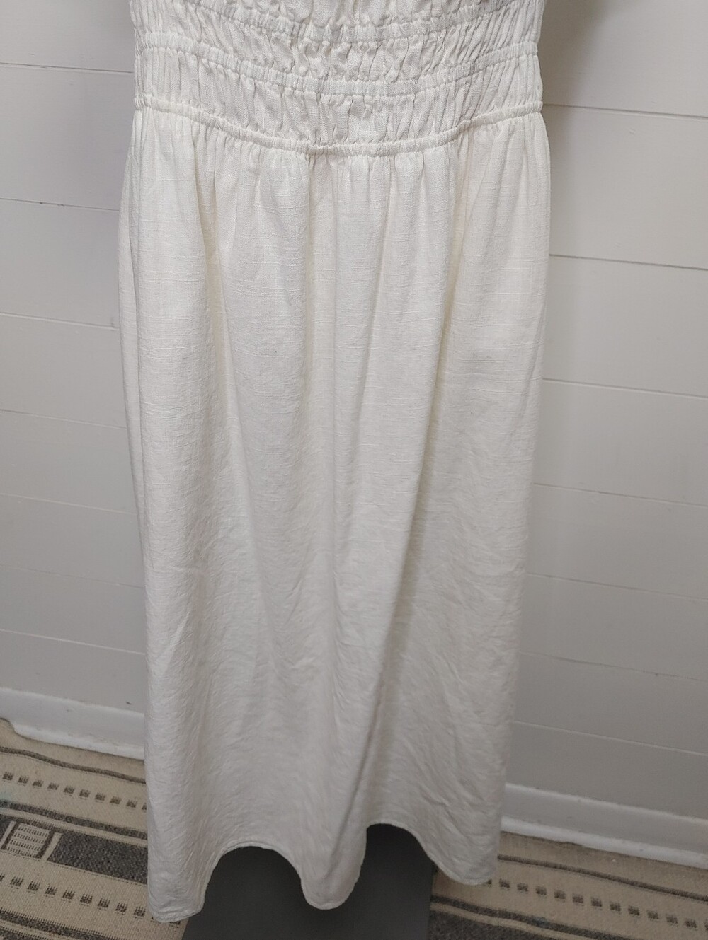 H&M Linen Blend Smocked Waist Dress Size XL - Picture 6 of 12